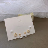 Daiiibabyyy 6pcs Korean Elegant Cute Geometric Heart Stud Earrings for Women Fashion Sweet Cute Set Earring Aesthetic Jewelry Gifts