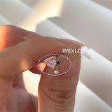 Daiiibabyyy Exquisite Zircon Heart Pink Crystal Stud Earrings For Women Korean Simple Fashion Earrings Aesthetic Jewelry Wedding Accessories