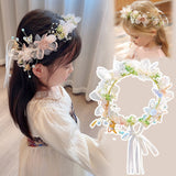 Daiiibabyyy Girls Elegant Bridal Headband Imitated Pearl Vine Hair Headdress Flower Wreath Bride Garland Head Hoop Wedding Headbands