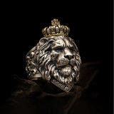Ruiyi Heavy Metal Rock Square Carving Lion Pattern Ring Men Rap Hip Hop Party Night Club Figer Ring Male Joint Ring Gift