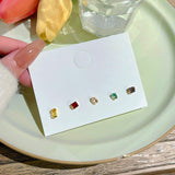 Daiiibabyyy 5pcs Colorful Crystal Mini Stud Earrings For Women Girls 2023 New Korean Style Simple Fashion Jewelry Wholesale