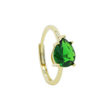 Daiiibabyyy Geometric Tear Drop Square Single Cubic Zirconia CZ Simple Colorful Stone Engagement Ring For Women