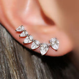 Daiiibabyyy Wings Feather Climbing Piercing Earrings for Women Silver Color Ear Clip Shiny Zircon Lobe Accessories Fashion Jewelry KCE116