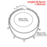 Daiiibabyyy Pentagram Pendant Men's Hip-hop Metal Necklace Simple Style Double-layer Choker Chain Short Necklace Men Chain Jewelry