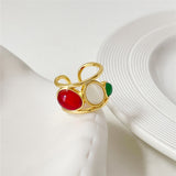 Daiiibabyyy Fashion Metallic Colorful Opal Stones Open Rings For Women Personality New Statement Ring Jewelry Wholesale