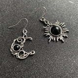 Daiiibabyyy Fashion Bohemia Sun And Moon Earrings Silver Color Round Crystal Drop Earrings Women Female Boho Jewelry Gift For Her