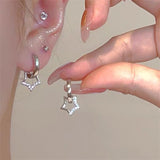 Daiiibabyyy Korean Fashion Crystal Star Hoop Earrings Punk Aesthetic DIY Mini Cute Earrings for Women Y2K Accessory Egirl Jewellery 2000s