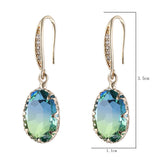Daiiibabyyy Fashion Jewelry Geometry Eardrop Earrings For Women Accessories Elliptical Zircon Imitation Tourmaline Free Shipping Item Luxury