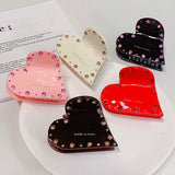 Daiiibabyyy High-Grade Acetate Heart Rhinestones Hair Claws For Women Sweet Love Hair Decorate Hairpins Claw Clips Fashion Hair Accessories