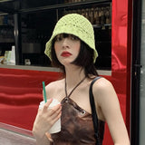 2022 Summer Fashion Straw Fisherman Hat Casual Japanese Bell-shaped Hats Women Crochet Outdoor Foldable Beach Cap Zomer Gorras daiiibabyyy