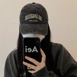 Daiiibabyyy Washed Cotton Baseball Cap For Men Women Fashion Letter Embroidery Baseball Hat Casual Hip Hop Caps Vintage Snapback Bone