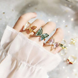 Daiiibabyyy Double Fair Adjustable Rings For Women Aesthetic Jewellry Butterfly Party Christmas Gift Cubic Zirconia Fashion Jewelry R025