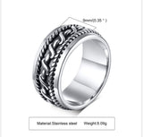 Daiiibabyyy Vintage Ring Man, Stainless Steel Twisted Rope Design Textured Pattern Ring, Men's Jewelry