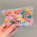 Daiiibabyyy 20Pcs/Lot Children Girls Hair Bands Candy Color Hair Ties Rubber Bands Scrunchy Elastic Hair Bands Sweet Cartoon Accessories