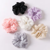 Daiiibabyyy Summer New Large Organza Scrunchie Crystals Hair Tie Big Net Yarn Hair Rope Rubber Bands Girl Elastic Hair Accessory Wholesale