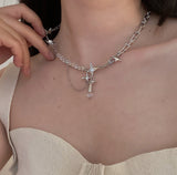 Temperament Elegant Crystal Star Chain Tassel Necklace Beads Choker for Women Girls Party Anniversary Korean Fashion Y2k Jewelry daiiibabyyy
