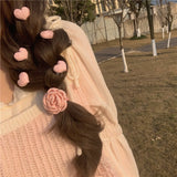 Recommended! Pink Love Heart-Shaped Hairpin 5 PCs Sweet Cute Girls' Hair Accessories Side Clip Super Fairy Flowers Headdress daiiibabyyy