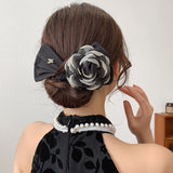 Daiiibabyyy Crystal Big Net Yarn Flower Deft Bun Curler Hair Band Women Retro Hair Styling Hair Bun Twist Maker Ponytail Headwear New