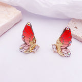 Daiiibabyyy Fairy Rainbow Gradient Resin Acrylic Wings Drop Earrings for Women Brass Gold Butterfly Pendant Earring Wedding Jewelry