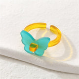 Daiiibabyyy Korean Transparent Acrylic Resin Butterfly Ring for Women Fashion Chic Open Ring Y2K Girls Party Jewelry Friend Gifts