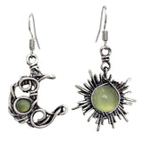 Daiiibabyyy Fashion Bohemia Sun And Moon Earrings Silver Color Round Crystal Drop Earrings Women Female Boho Jewelry Gift For Her