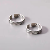 Daiiibabyyy Vintage Simple Trend Punk Hip Hop Roman Numerals Stainless Steel Rings Men Women Couple Adjustable Opening Rings Jewelry Gift