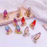 Daiiibabyyy Fairy Rainbow Gradient Resin Acrylic Wings Drop Earrings for Women Brass Gold Butterfly Pendant Earring Wedding Jewelry