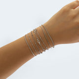 Daiiibabyyy IngeSight.Z Multilayer Crystal Rhinestone Bracelet Bangles for Women Punk Cuban Tennis Chain Heart Beaded Bracelets Set Jewelry