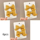 Daiiibabyyy 6pcs Kids Handmade Mini Fabric Ribbon Bows Hairpin Women Girls Child Hair Clip Barrettes Gift Accessories Set Free Shipping