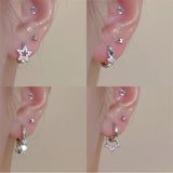 Daiiibabyyy Korean Fashion Crystal Star Hoop Earrings Punk Aesthetic DIY Mini Cute Earrings for Women Y2K Accessory Egirl Jewellery 2000s