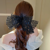 Daiiibabyyy Sparkling Bead Slice Bowknot Spring Clip Versatile Yam Hair Pins and Clips New in Ornaments for Women's Hair Party Gift