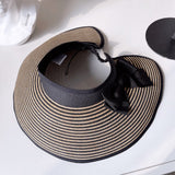 Daiiibabyyy Straw hats for women Visor Empty Top Hat Women's Summer Sunscreen Commuter Sun Hat Bow Rear Elastic Riding Cap