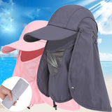 Daiiibabyyy Outdoor Unisex Sun Protect Caps Bucket Hat Solid Casual Brim Sun Block Quick Drying Fishing Climbing Hat UV Protection Face Neck