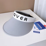 Daiiibabyyy Technology Sunscreen Series Big Cover Printing Empty Top Visor Cap Women Summer Breathable Headband Cap Ice Silk Cold Sun Cap