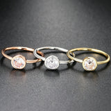 Daiiibabyyy Minimalist Promise Ring for Women Simple Round Zirconia Crystal Rose Gold Color Dating Ring Accessories Fashion Jewelry R135