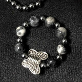 Daiiibabyyy Korean Style Natural Stone Beads Rings Dark Art Kpop Butterfly Ring for Women Unisex Couple Fashion Unusual Jewelry Accessories