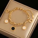 Daiiibabyyy Luxury Famous Brand Jewelry  Gold color Stainless Steel Roman numerals Bracelets & Bangles Female Charm Bracelet For Women