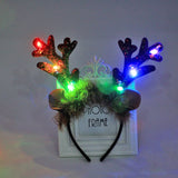 Daiiibabyyy LED Christmas Antler Headband Reindeer Light Up Headband Luminous Flush Hair Hoop Children Party Costume Cute Xmas Decoration