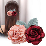 Daiiibabyyy New Solid Fabric Flower Hairpin 3D Floral Hair Clip Spring Clip Bridal Headdress Wedding Hair Accessories Women's Hair Clips
