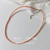 Daiiibabyyy Beaded NecklaceNiche DesignFrench Vintage Stacked Freshwater Pearl NecklaceWomen's Metal PendantLockbone ChainNecklace