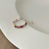 Daiiibabyyy Delicate Shinning Colorful Zirconnia Adjustable Rings For Women Korean Style Simple Fashion Jewelry Ring