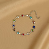 Daiiibabyyy Elegant Colorful Love Heart Link Chain Bracelets For Women Girls New Fashion Butterfly Star Beaded Pendant Bracelet Wristbands