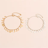 Daiiibabyyy Boho New Fashion Gold Colors Silver Color Star Moon Sun Sequin Pendant Chain Anklet Bracelet For Women Vintage Geometry Jewelry