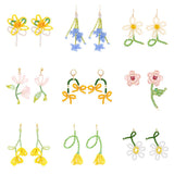 Daiiibabyyy Korean Hand Woven Glass Rice Beads Flower Tassel Earrings Women's Cute Glamour Dangle Earrings Party Jewelry Accessories