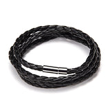 Four Layer Braided Leather Bracelet For Men Fashion 4mm Thick Handmade Woven Clasps Charm Bracelet Lucky Jewelry Accessary Gifts