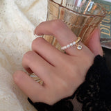 Daiiibabyyy Fashion Elastic Metallic Pearl Rings For Women 2023 New Simple Adjustable Ring Jewelry Wholesale