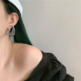 2022 Geometric Hollow Double Heart Irregular Metal Chain Tassel Drop Earrings For Women Trendy Cool Girl Ear Jewelry Gifts daiiibabyyy