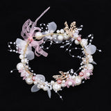 Daiiibabyyy Girls Elegant Bridal Headband Imitated Pearl Vine Hair Headdress Flower Wreath Bride Garland Head Hoop Wedding Headbands