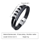 Daiiibabyyy Men's Free Custom 3/5/6/7 Beads Son Daughter Names Bracelets Gift to Dad, Black Layered Leather BFF Family Wristband Jewelry