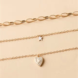 Daiiibabyyy Vintage Fashion Multilevel Gold Plated Punk Thick Chain Five-pointed Star Heart Pendant Necklace For Women Boho Choker Jewelry